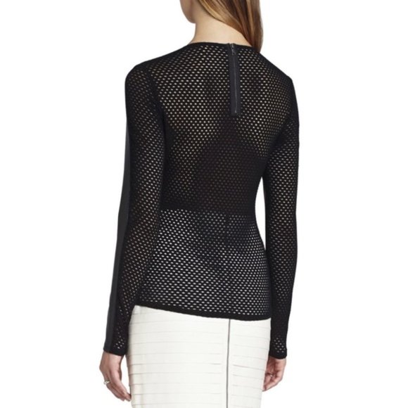 BCBGMAXAZRIA Callan Long Sleeve Contrast Back Top Medium - Picture 2 of 13